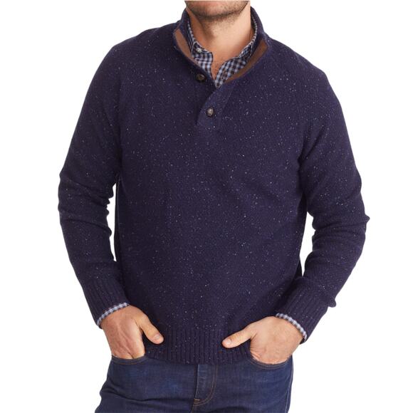 UNTUCKit Gordonne Sky Captain Blue Button Neck Donegal Sweater - Picture 1 of 10